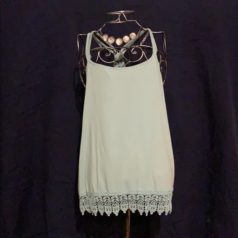 Light blue tank with lace